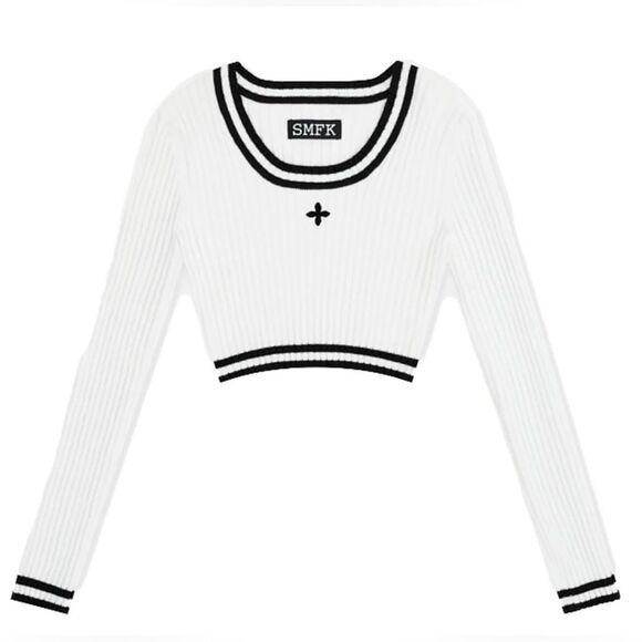 SMFK Compass Classic cashmere short sweater BNWT - Picture 1 of 7